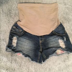 Flower pocket - maternity shorts - M